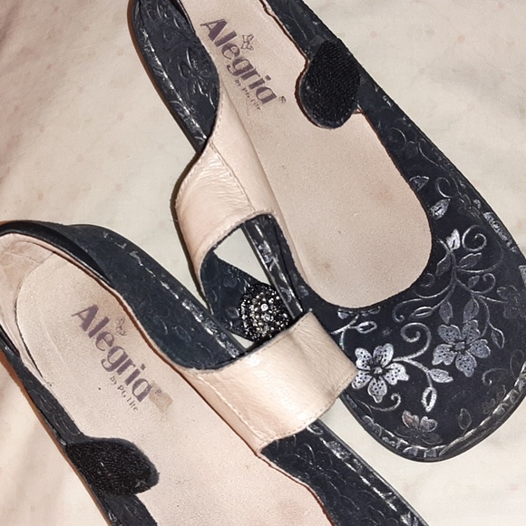 Alegria Mary Jane, Womens Shoes Size 38, Black Leather suede, jewel velcro strap - Picture 7 of 7